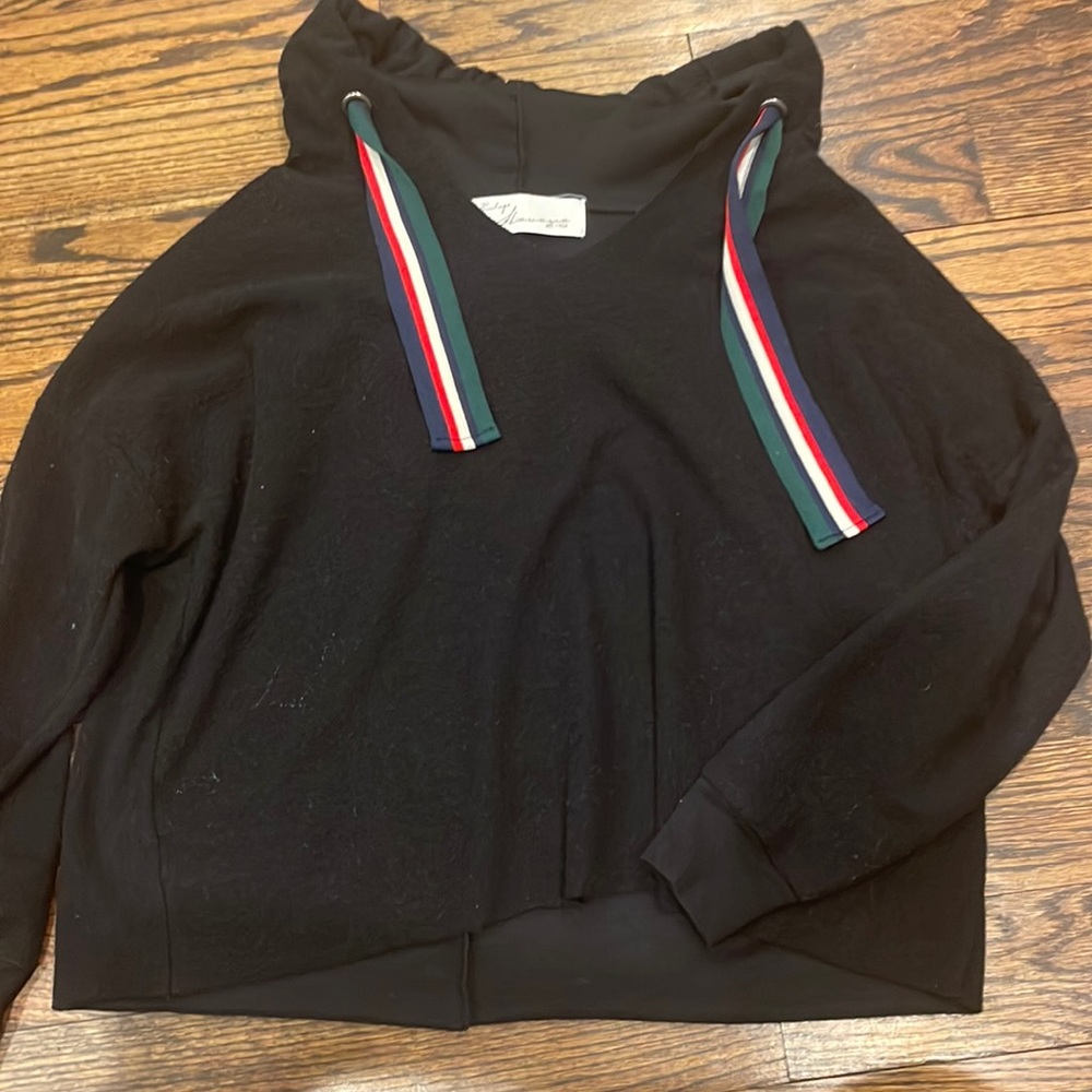 Black hoodie with colored strings